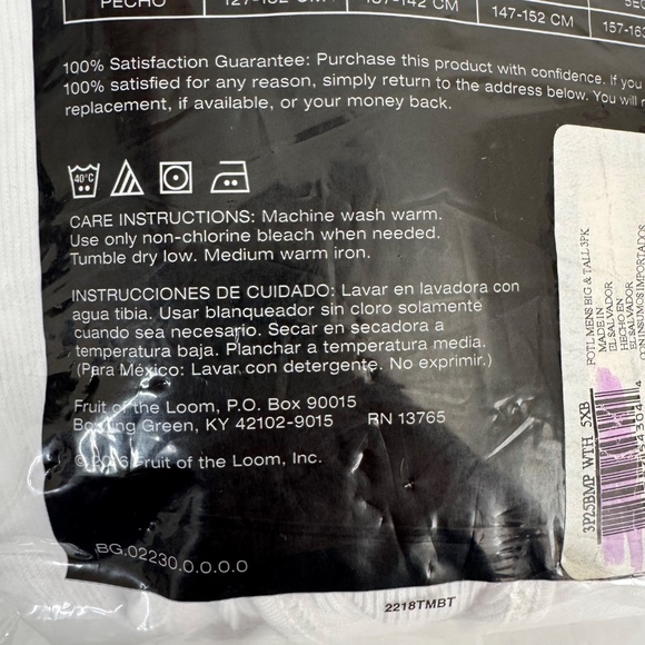 Fruit Of The Loom Premium Bigman 3 A-Shirts Tag Free Tank Undershirts 5XB 62-64 - Picture 4 of 9